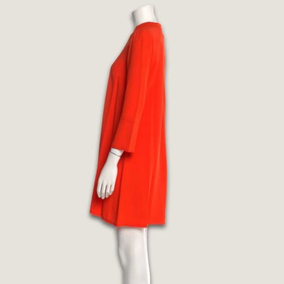 Proenza Schouler Mini Shift Dress Ruffle Embellishment V-Neck Burnt Orange W 10 - Picture 3 of 16